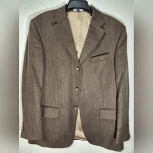 Oscar De La Renta Brown 100% Wool Men's Jacket Size 42, Double Vent